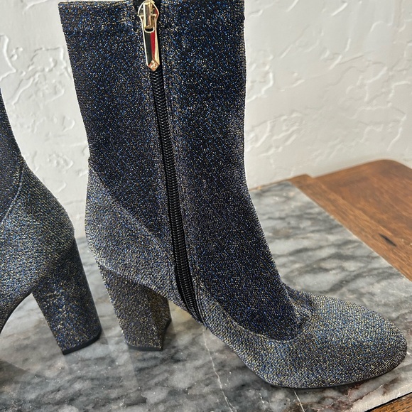 Sam Edelman Boots Calexa Ankle Block Heel Sparkle Blue BNWT Size 6 - Picture 10 of 12